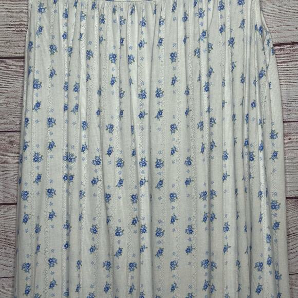 Eileen West Sleeveless Floral Ruffle Hem Midi Blue & White Nightgown Size Medium - Picture 5 of 12